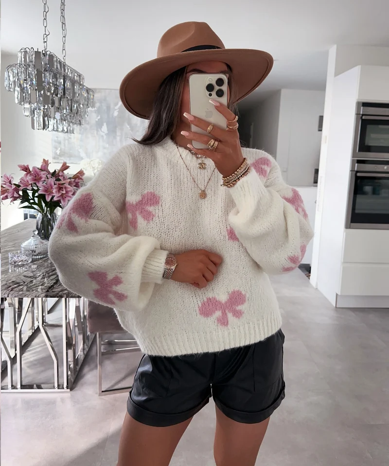 Pullover Belle Schleife Weiß