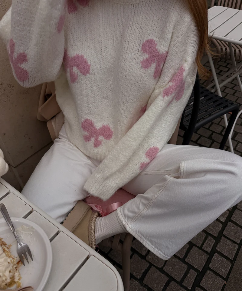 Pullover Belle Schleife Weiß