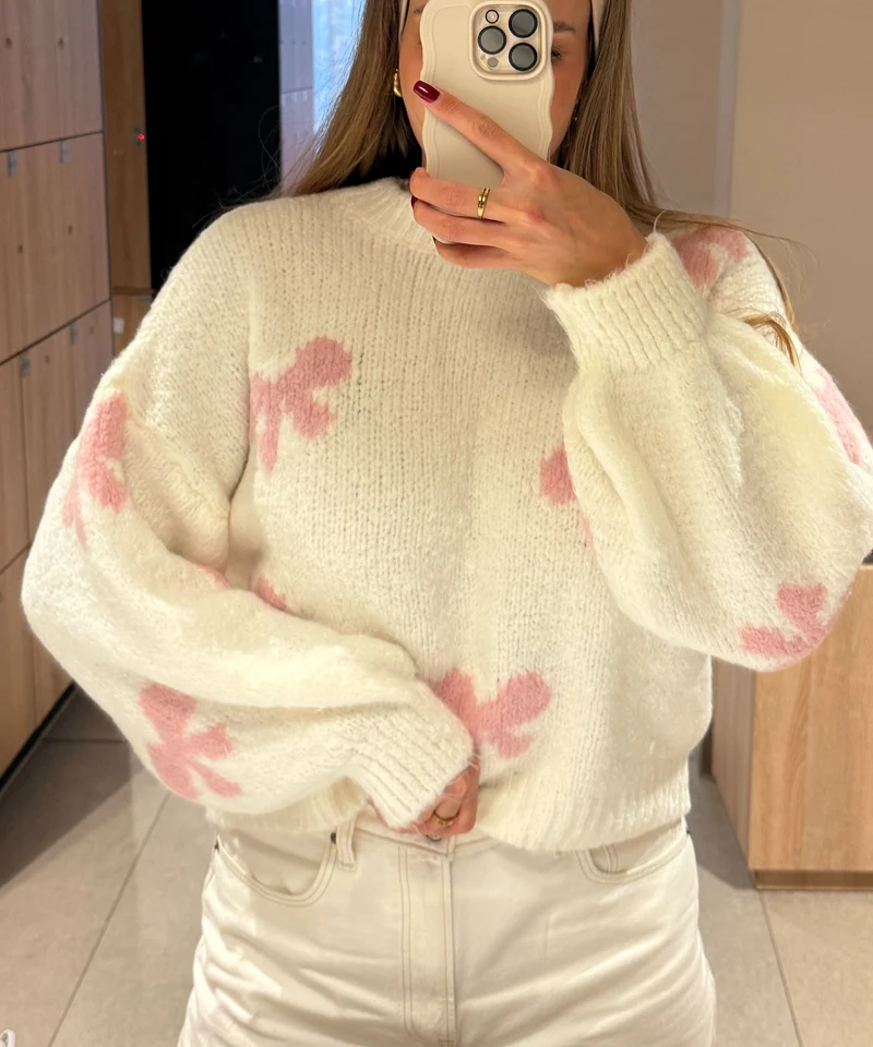 Pullover Belle Schleife Weiß
