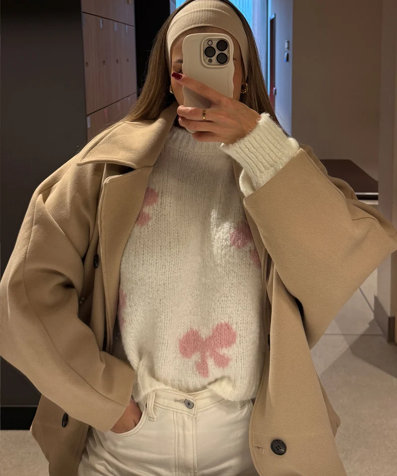 Pullover Belle Schleife Weiß