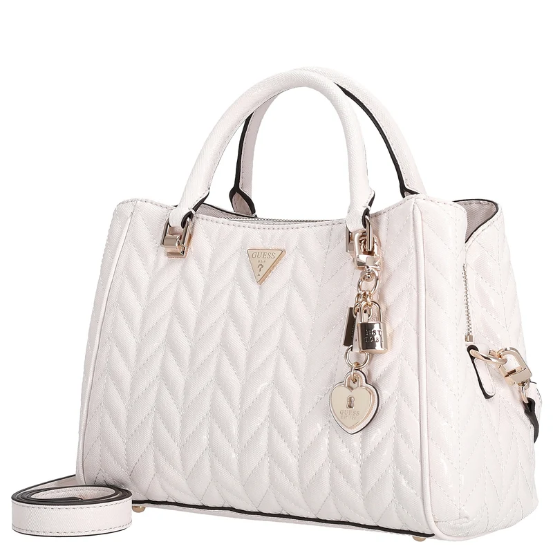 Guess Stacey Satchel - Bolso de mano 26 cm (off white)