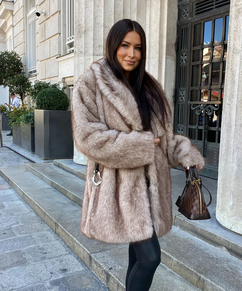 Kunstfell Jacke Linn Beige