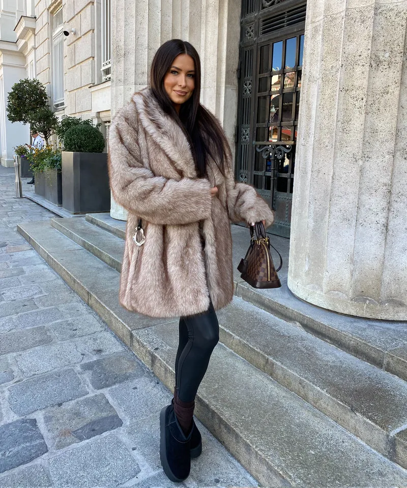 Kunstfell Jacke Linn Beige
