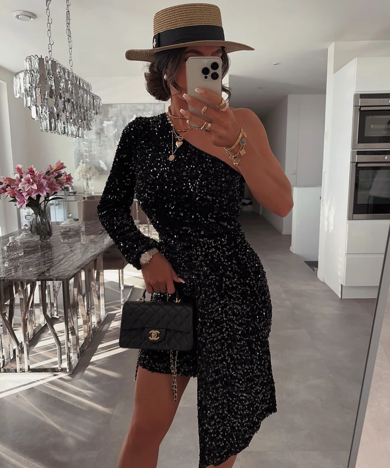 Pailletten Kleid Yana Schwarz