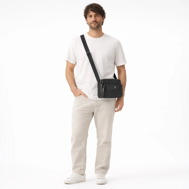 Lacoste Monogramm - Bolso bandolera 24 cm (noir)