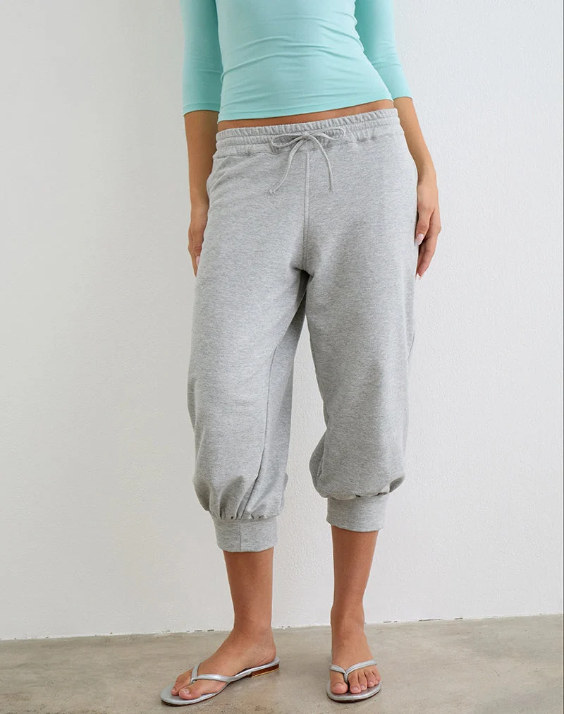 Kamsy Jogginghose in Kurzform, grau meliert