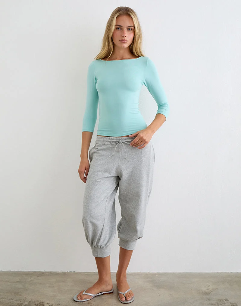 Kamsy Jogginghose in Kurzform, grau meliert