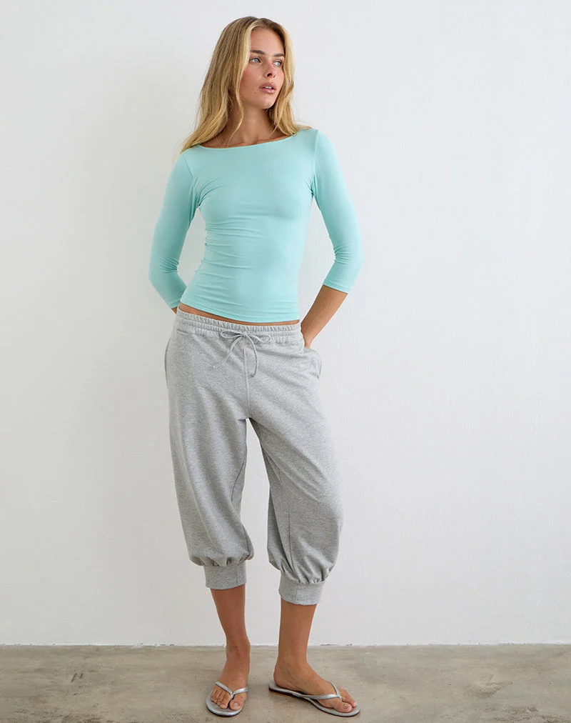 Kamsy Jogginghose in Kurzform, grau meliert