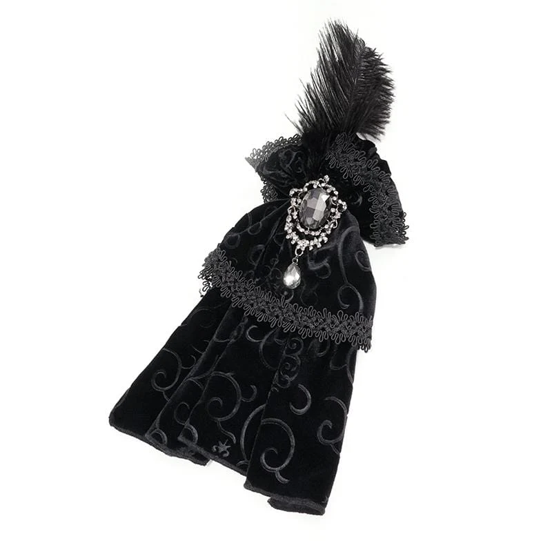 Gothic Jacquard Feather Strass Velet Krawatten