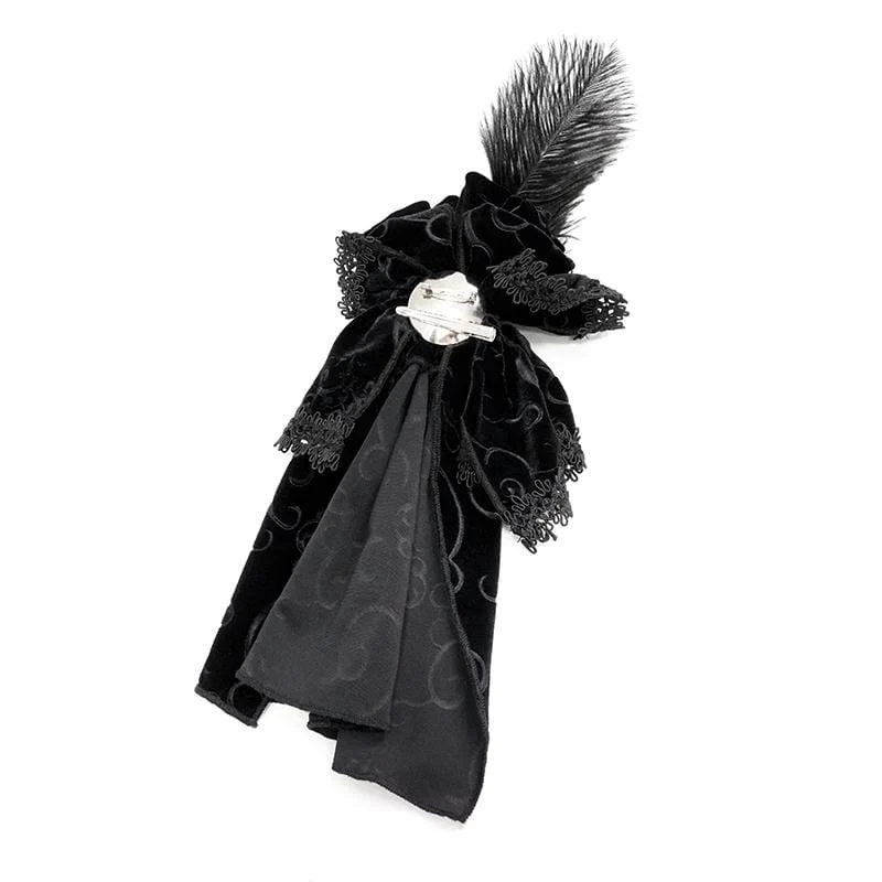 Gothic Jacquard Feather Strass Velet Krawatten