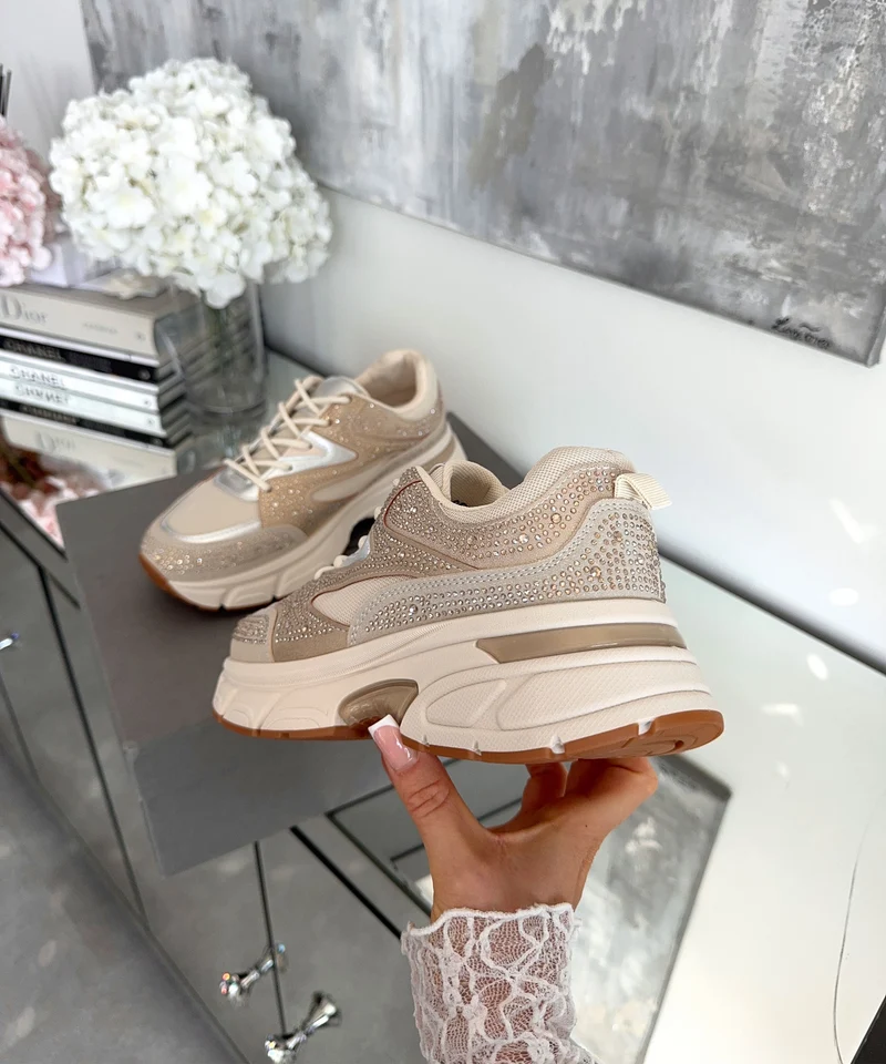 Sneaker Lola Strass Beige