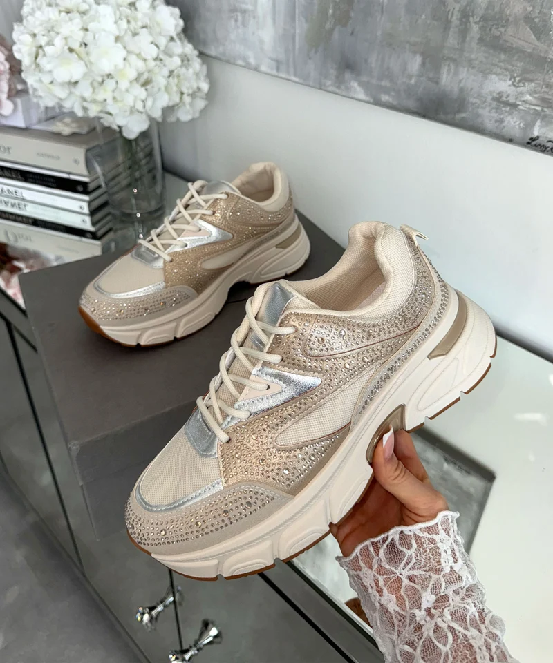 Sneaker Lola Strass Beige