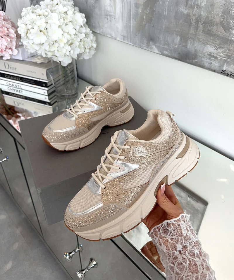 Sneaker Lola Strass Beige