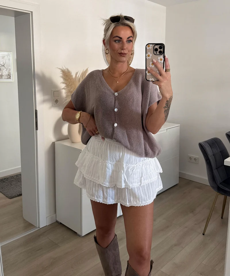 Kurzarm Cardigan Liz Taupe