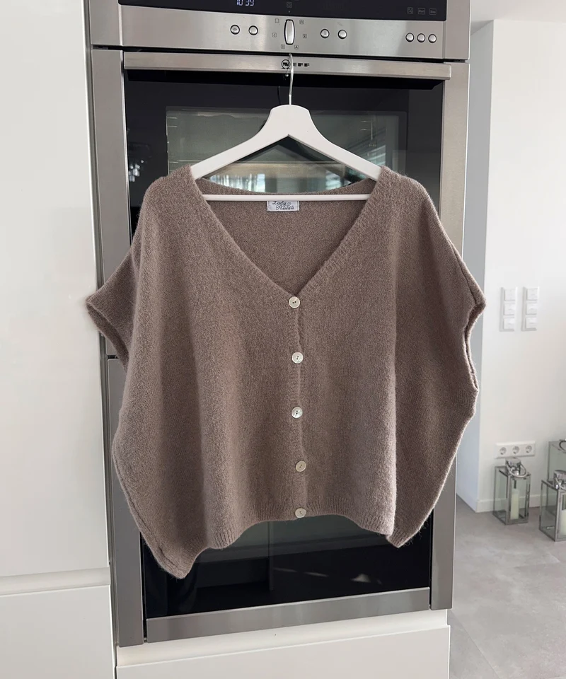 Kurzarm Cardigan Liz Taupe
