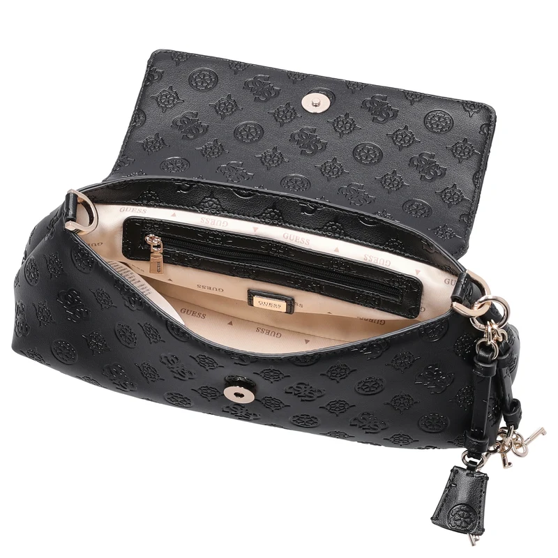 Guess Carmella Crossbody Flap - Bolso bandolera 30 cm (black logo)