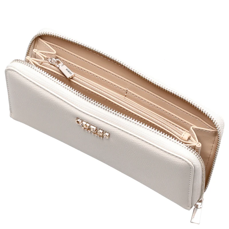 Guess Amorette SLG Large Zip - Cartera 12cc 21 cm (off white)