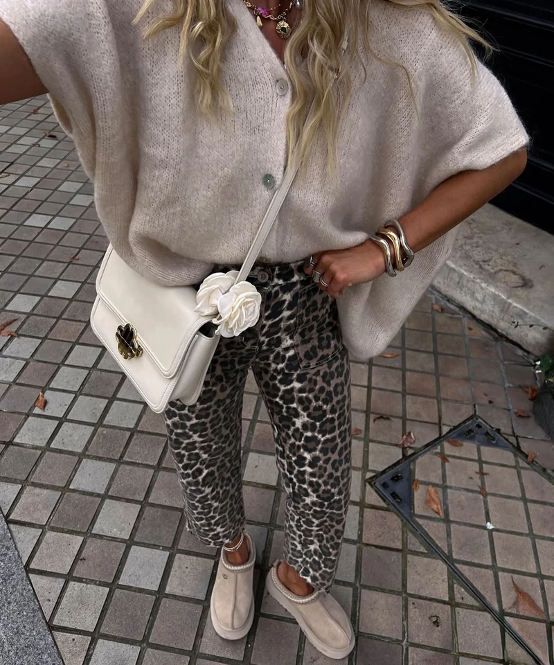 Kurzarm Cardigan Liz Beige