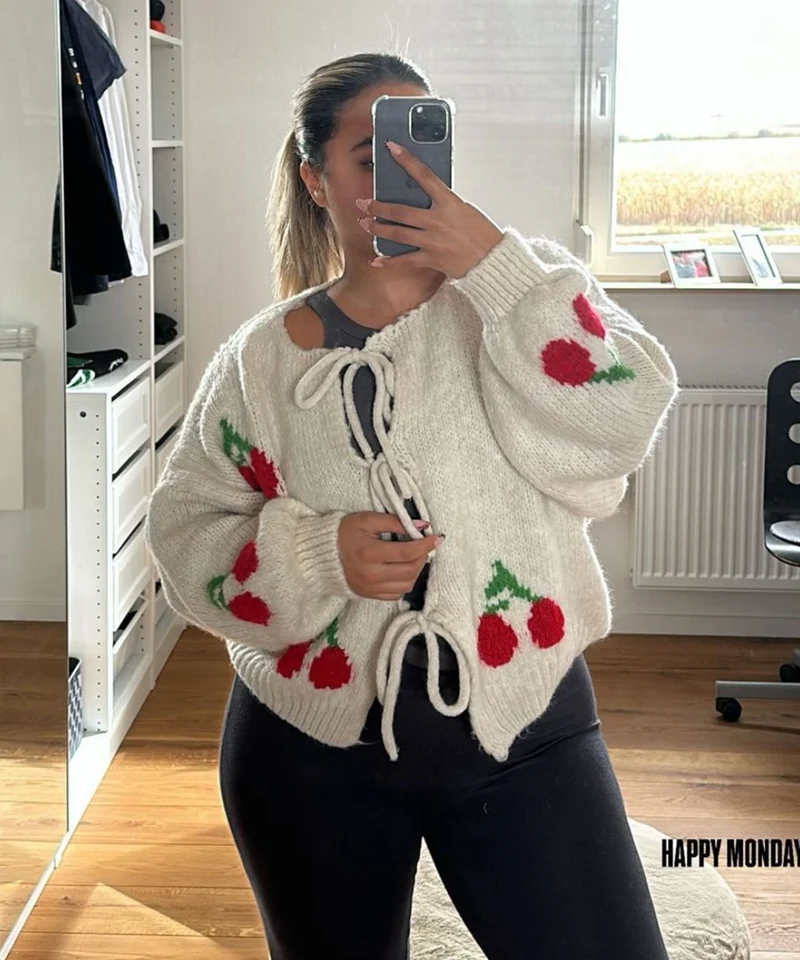 Cardigan Schleife Fia Cherry Beige