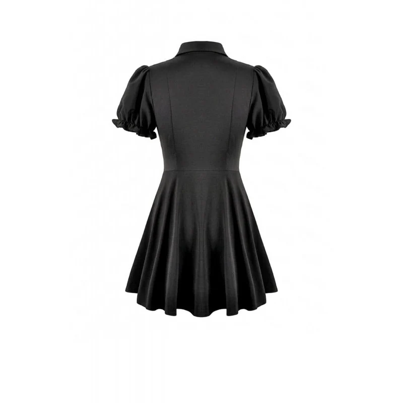 Gothic-Kleid für Damen, zweifarbig, mit Umlegekragen und Puffärmeln