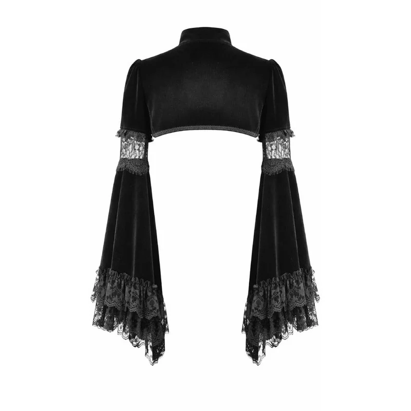 Gothic-Umhang aus Samt für Damen mit Spitzeneinsatz, ausgestellten Ärmeln.