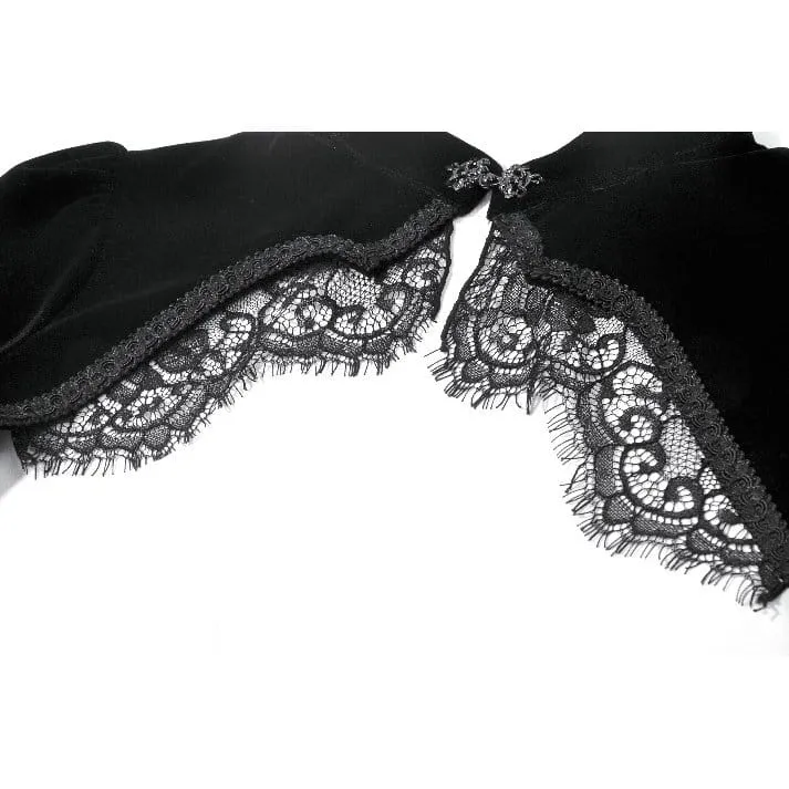 Gothic-Umhang aus Samt für Damen mit Spitzeneinsatz, ausgestellten Ärmeln.