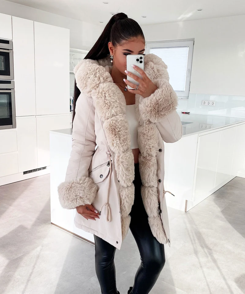 Kunstpelzjacke Glamour Beige