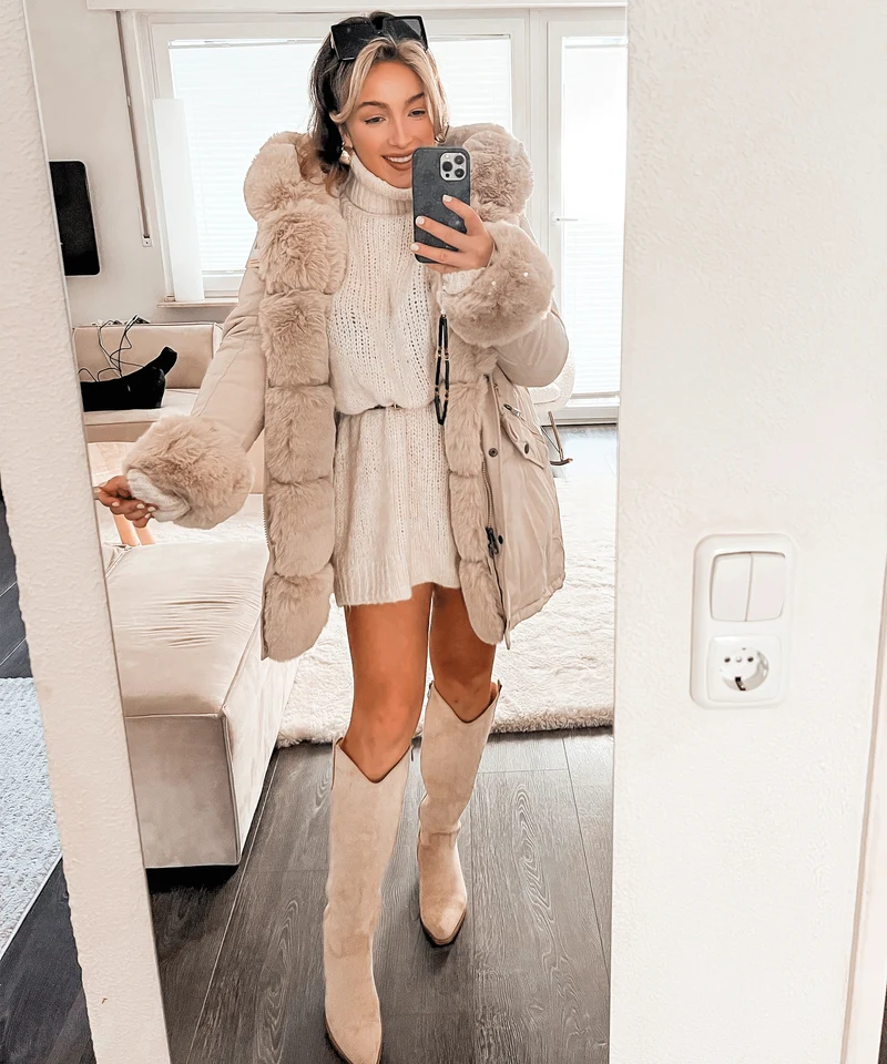 Kunstpelzjacke Glamour Beige