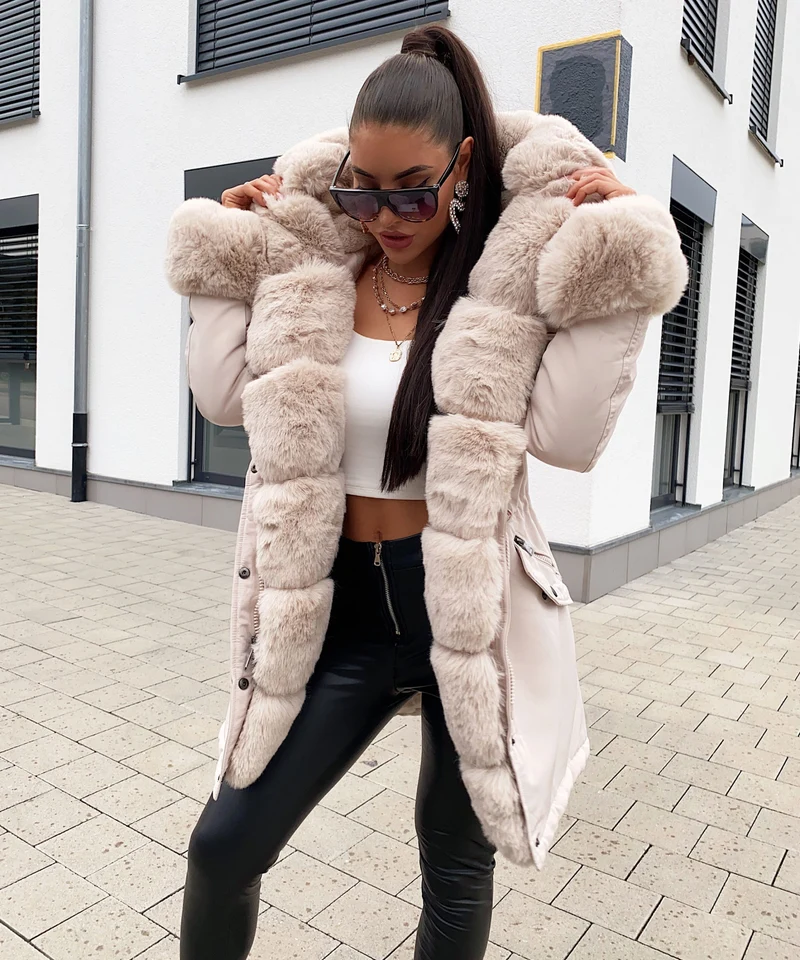 Kunstpelzjacke Glamour Beige