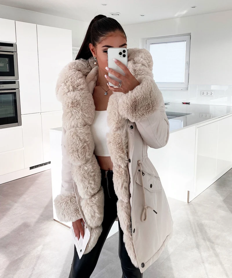 Kunstpelzjacke Glamour Beige