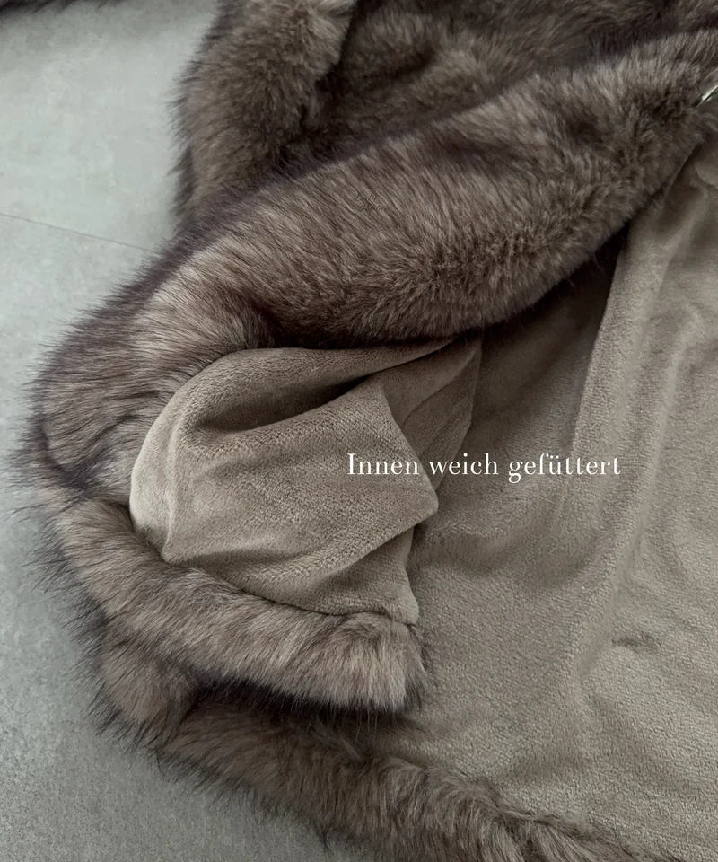 Kunstpelz Mantel Zarra Taupe