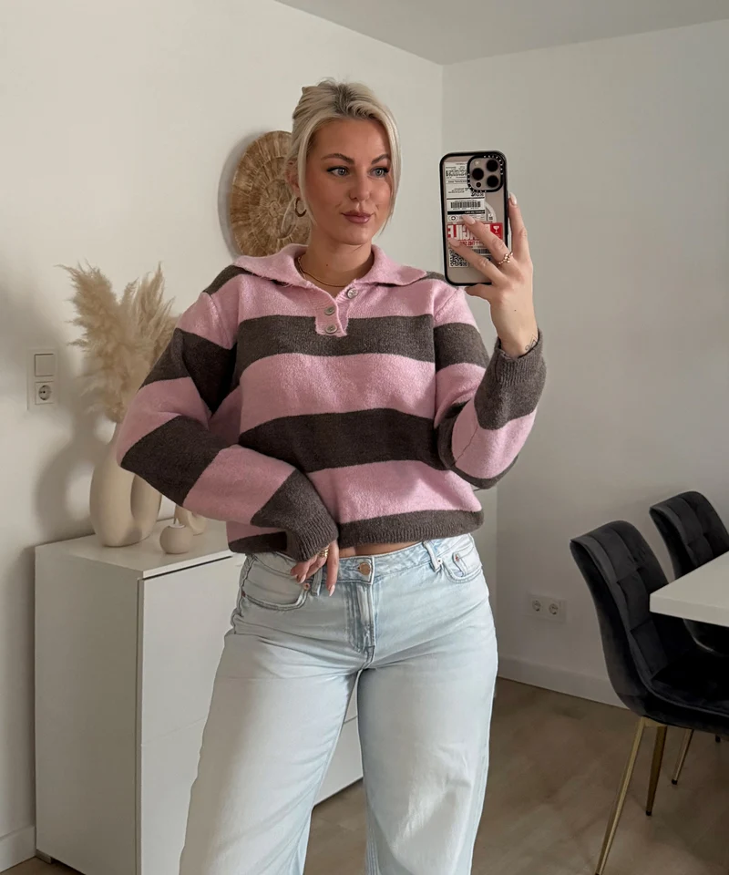 Pullover Olga Streifen Rosa