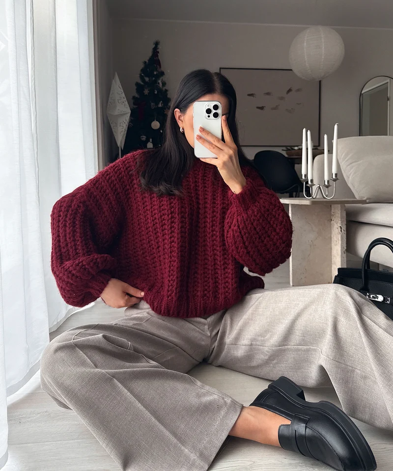 Strickpullover Mia Weinrot