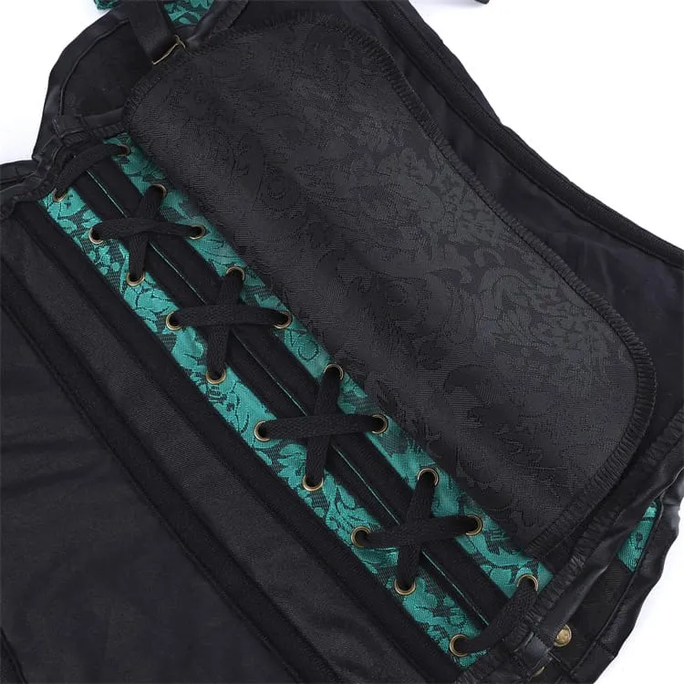 Gothic-Korsett für Damen, zweifarbig, mit floralem Jacquardmuster, Schnürung und Überbrustumfang
