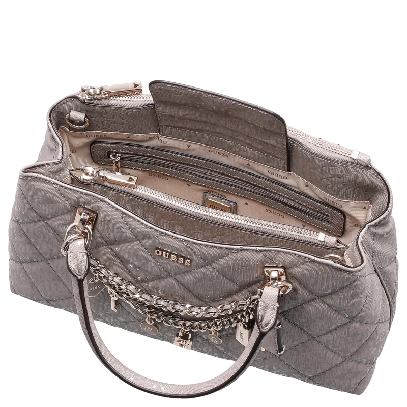 Guess Libby 2 Comp Satchel - Bolso de mano 30 cm (dark taupe)
