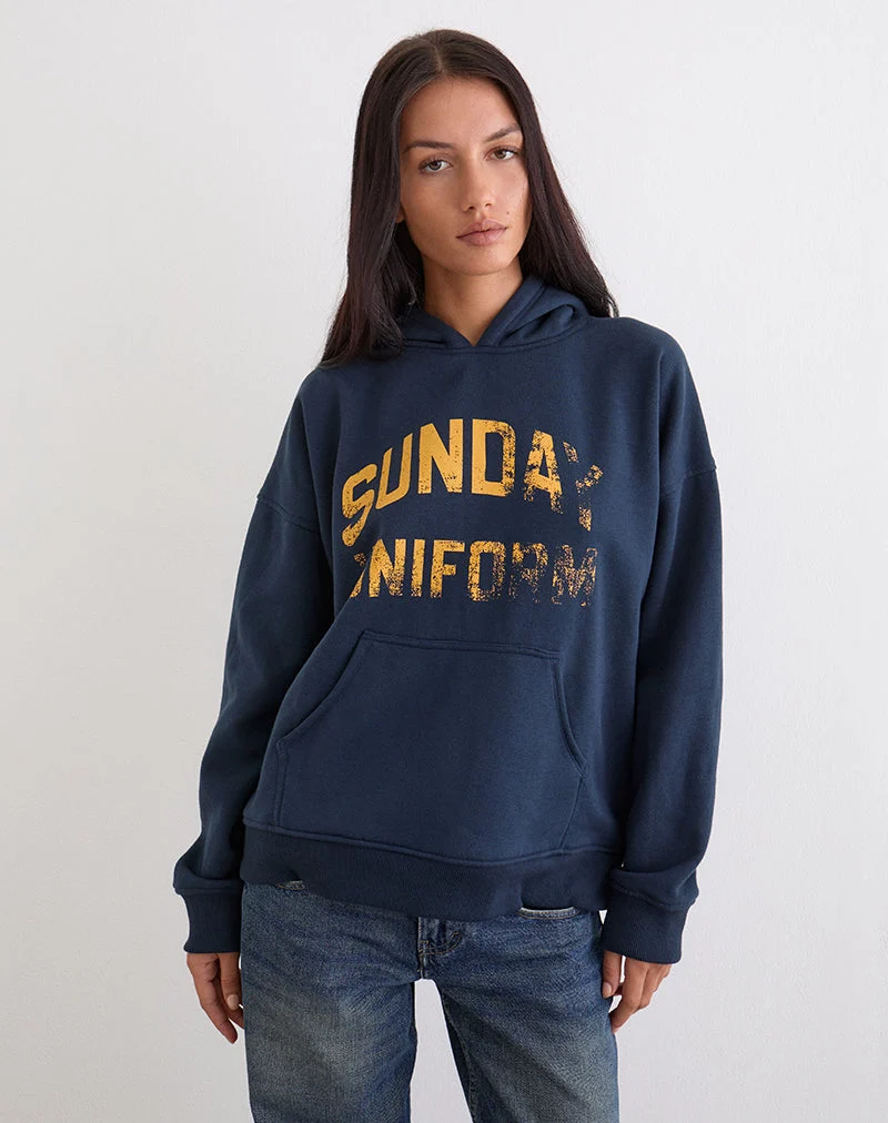 Guyton-Hoodie in Marineblau mit „Sunday Uniform“-Motiv