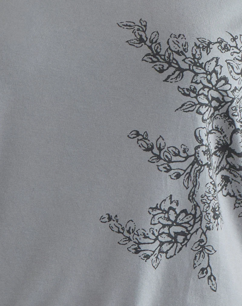 Lola-Oberteil mit Bindegürtel in „Artistic Floral Grey“