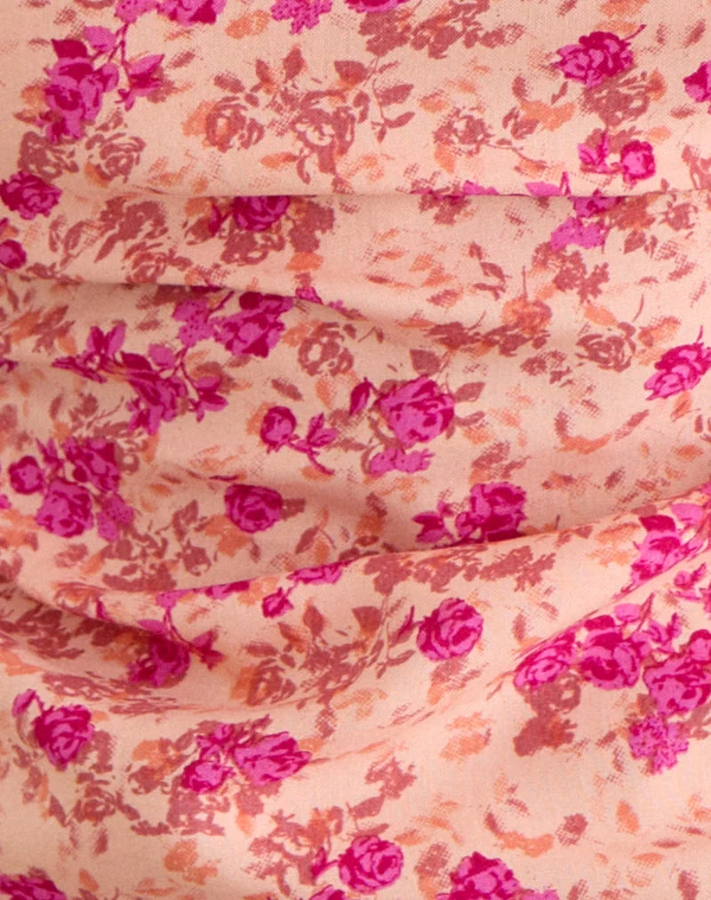 Giulia Knot Halterneck-Top in „Dark Wild Floral Cantaloupe“