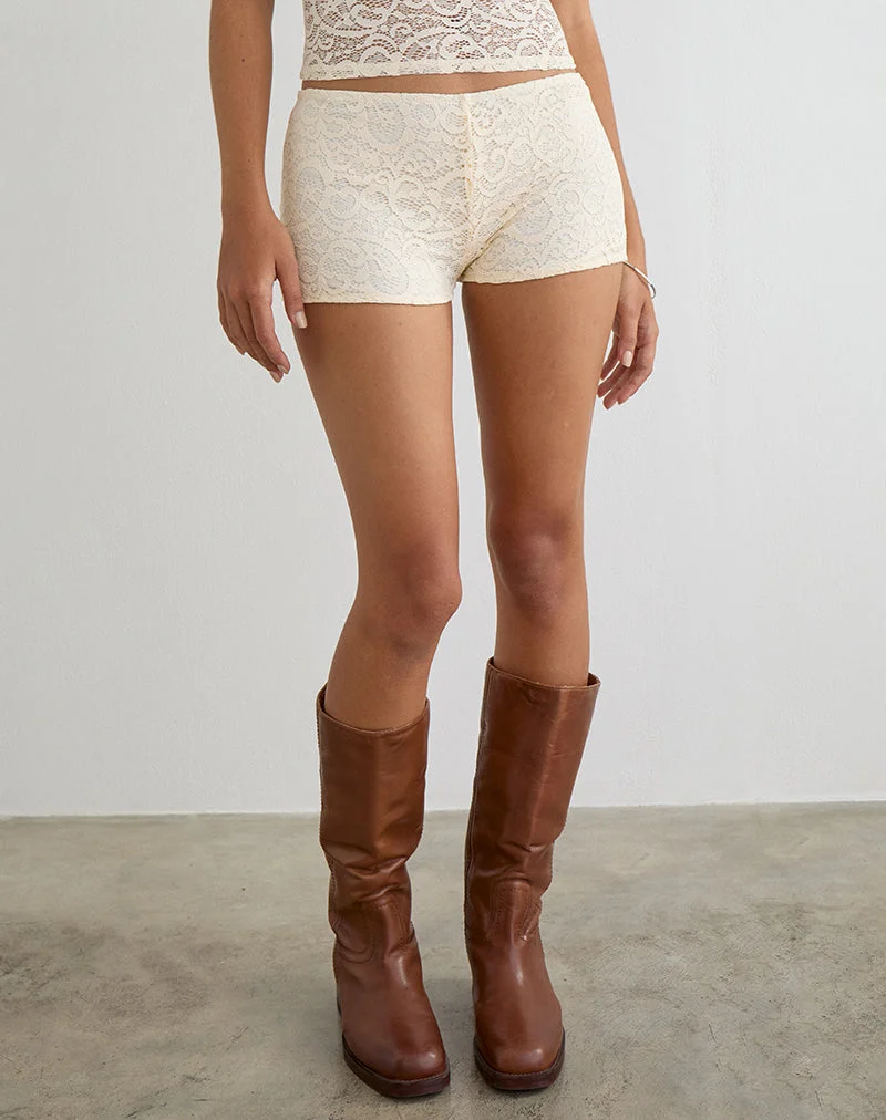 Shama Hotpants aus Spitze in Elfenbein