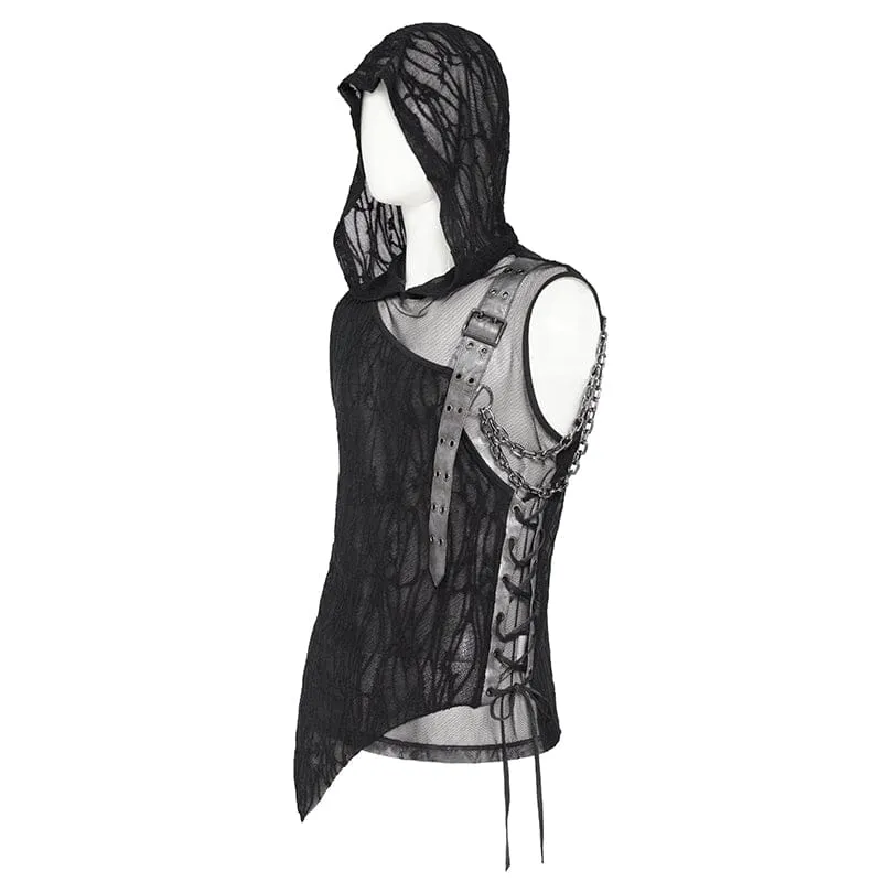 Punk-Tanktop für Herren mit asymmetrischem Kettenmuster