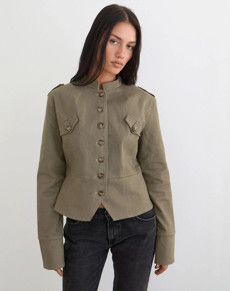 Diranda Militärjacke aus Twill in Khaki