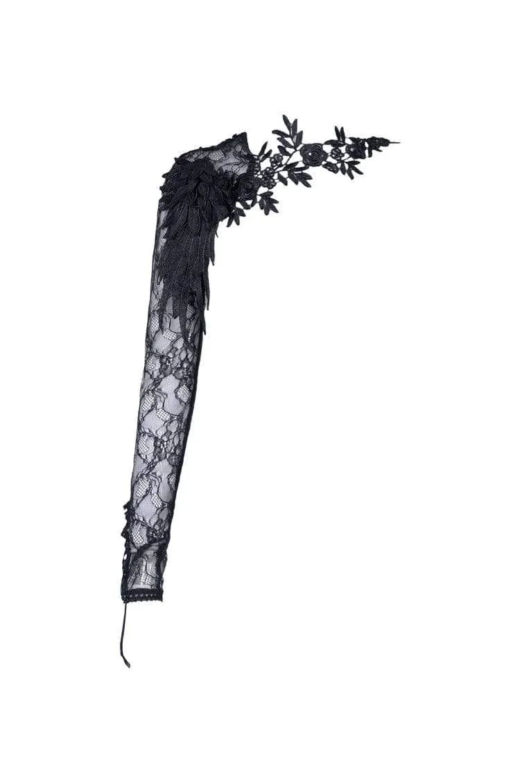 Gothic-Spitzenkleid mit halben Ärmeln und Blumenmuster für Damen