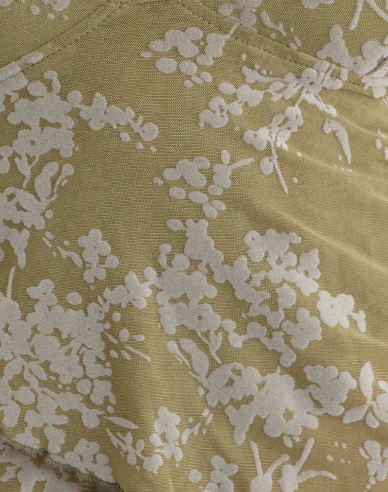 Karaji Top in Moosblüte Olive