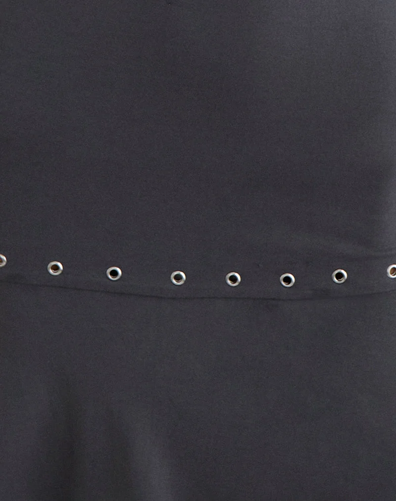Nakime Neckholder-Minikleid mit Ösen aus Jersey in Anthrazitgrau
