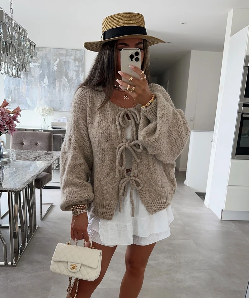 Cardigan Schleife Fia Taupe