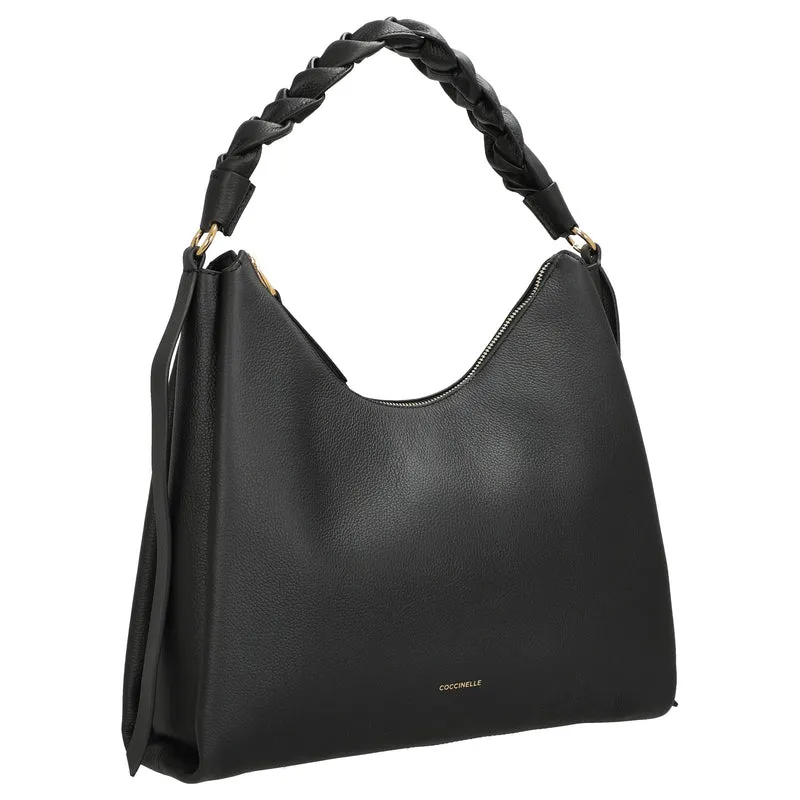 Coccinelle Boheme Grana Double - Bolso de hombro M 34 cm (noir/cognac)