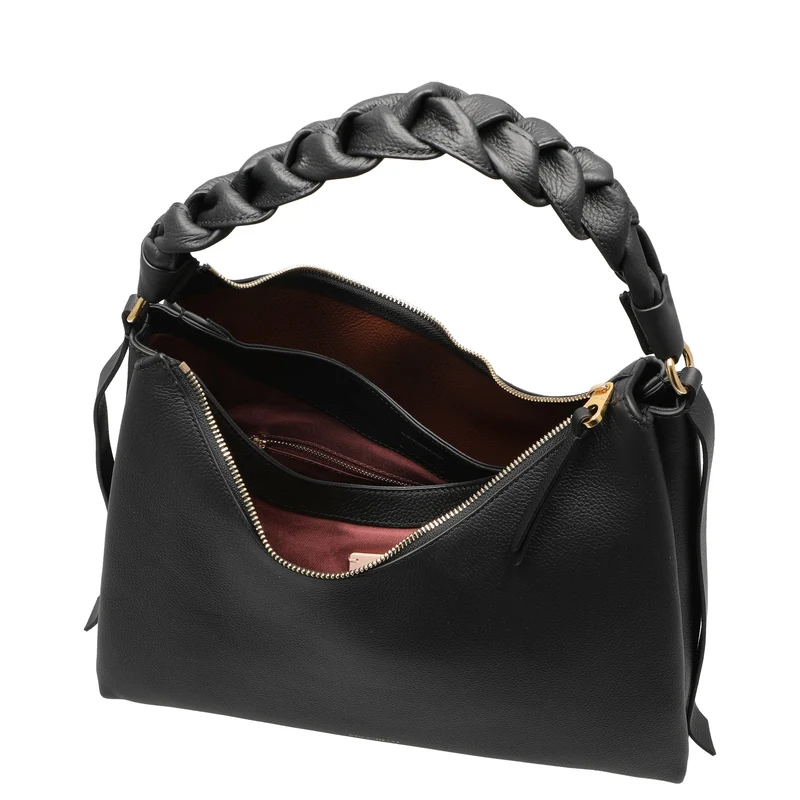 Coccinelle Boheme Grana Double - Bolso de hombro M 34 cm (noir/cognac)