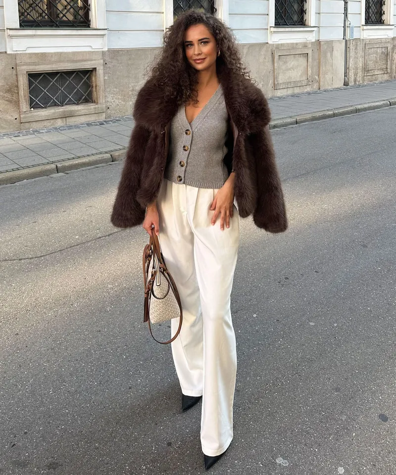 Felljacke Amara Dunkelbraun
