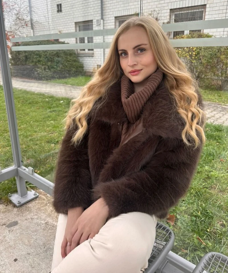 Felljacke Amara Dunkelbraun