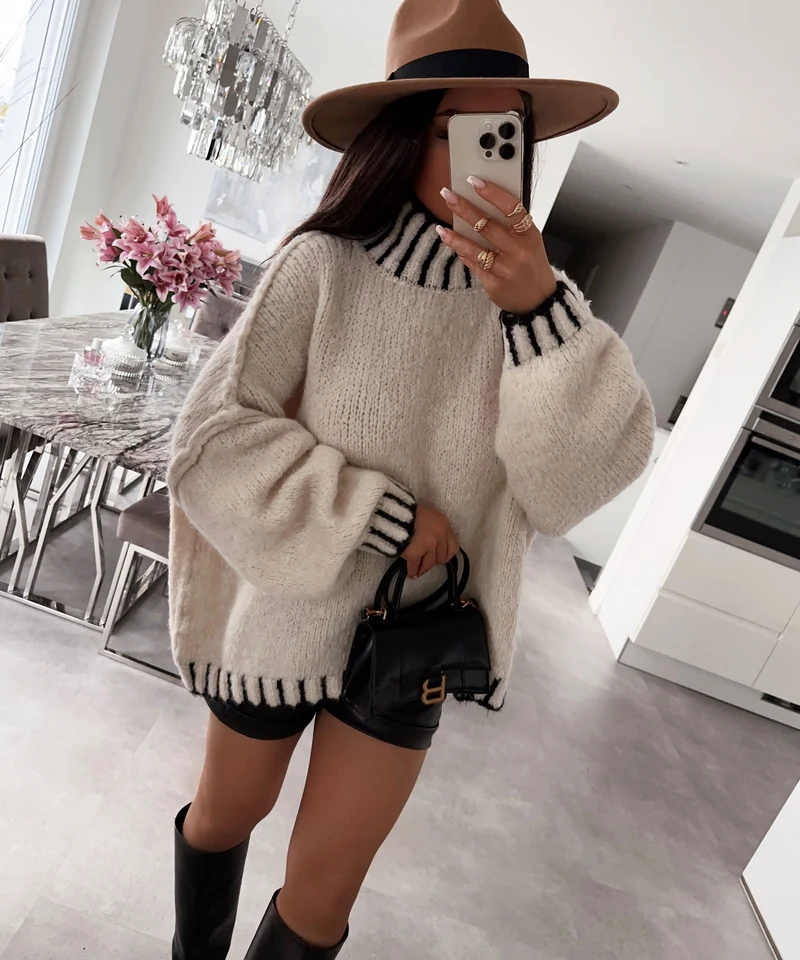 Pullover Salma Beige Schwarz